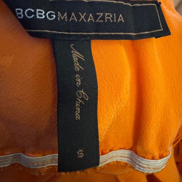 BCBGMaxAzria Women's Orange Spaghetti Strap Tiered Mini Dress Size Small - Picture 6 of 6